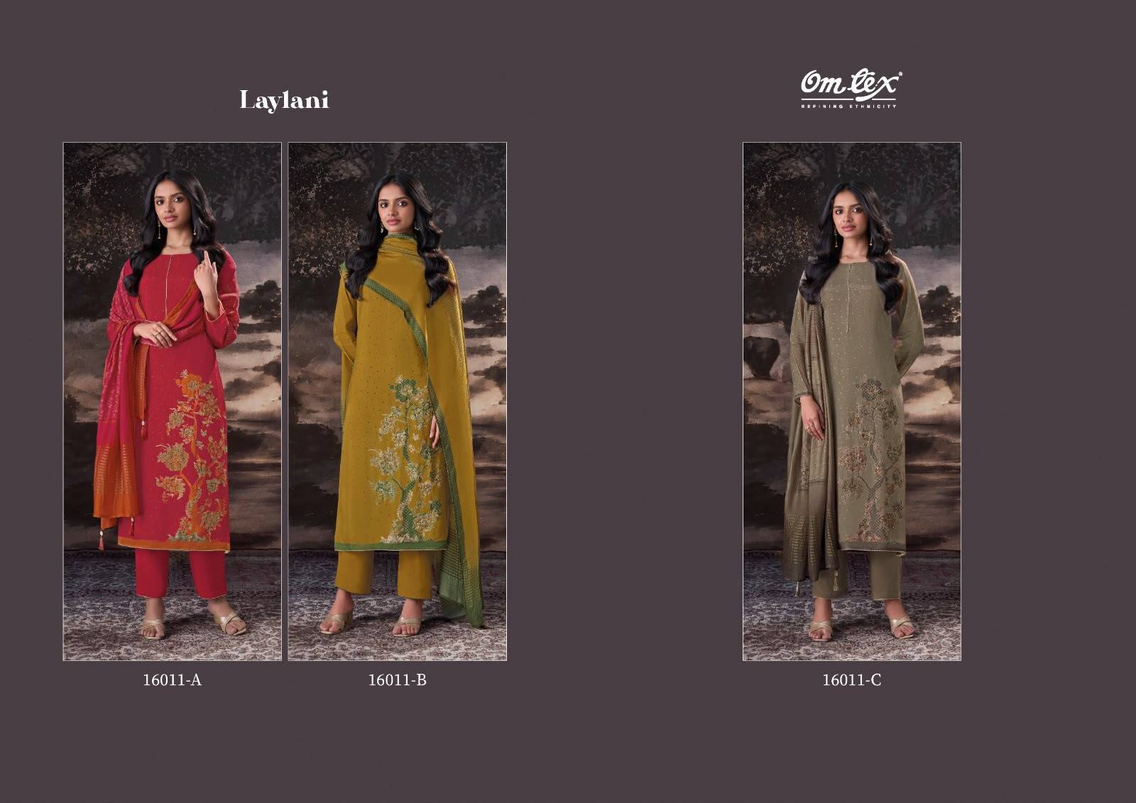 LAYLANI By Om Tex 16011A To C Series Beautiful Festive Suits Stylish Colorful Fancy Casual Wear & Ethnic Wear Muslin Dresses At Wholesale Price